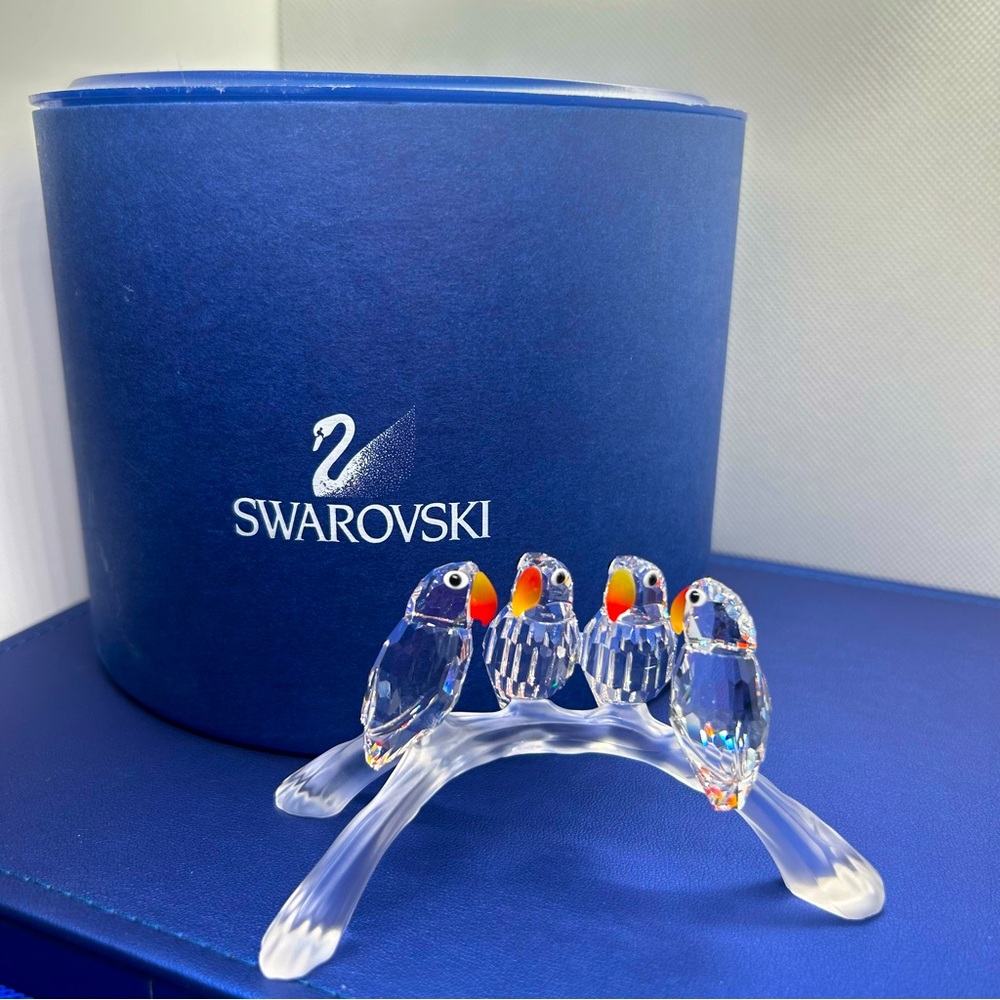 Swarovski Parrots on Branch Crystal Figurine